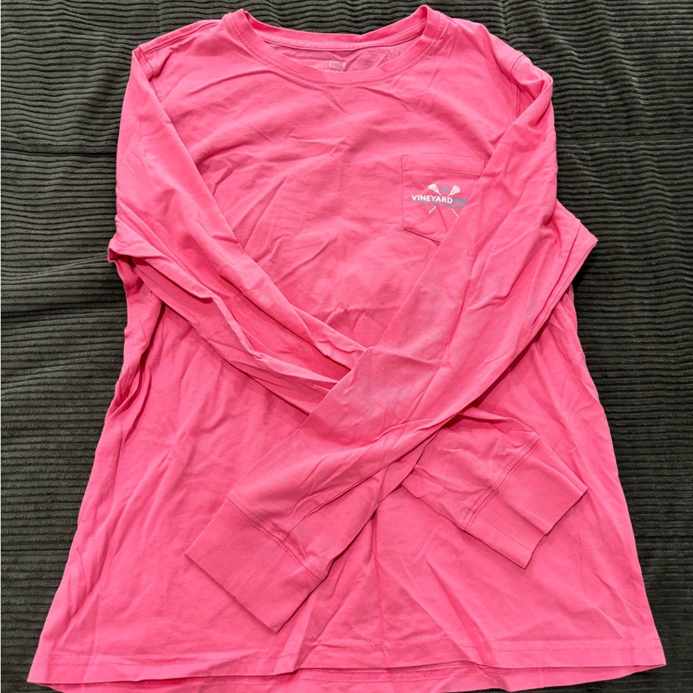 pink vineyard vines lacrosse long sleeve